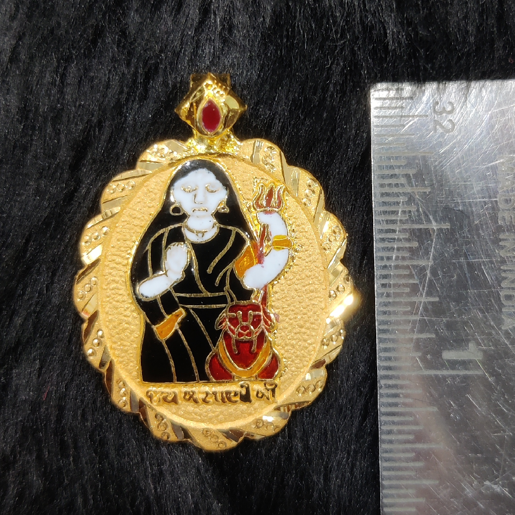916 Gold Fancy Masani Meladi Maa Minakari Pendant - Image 2