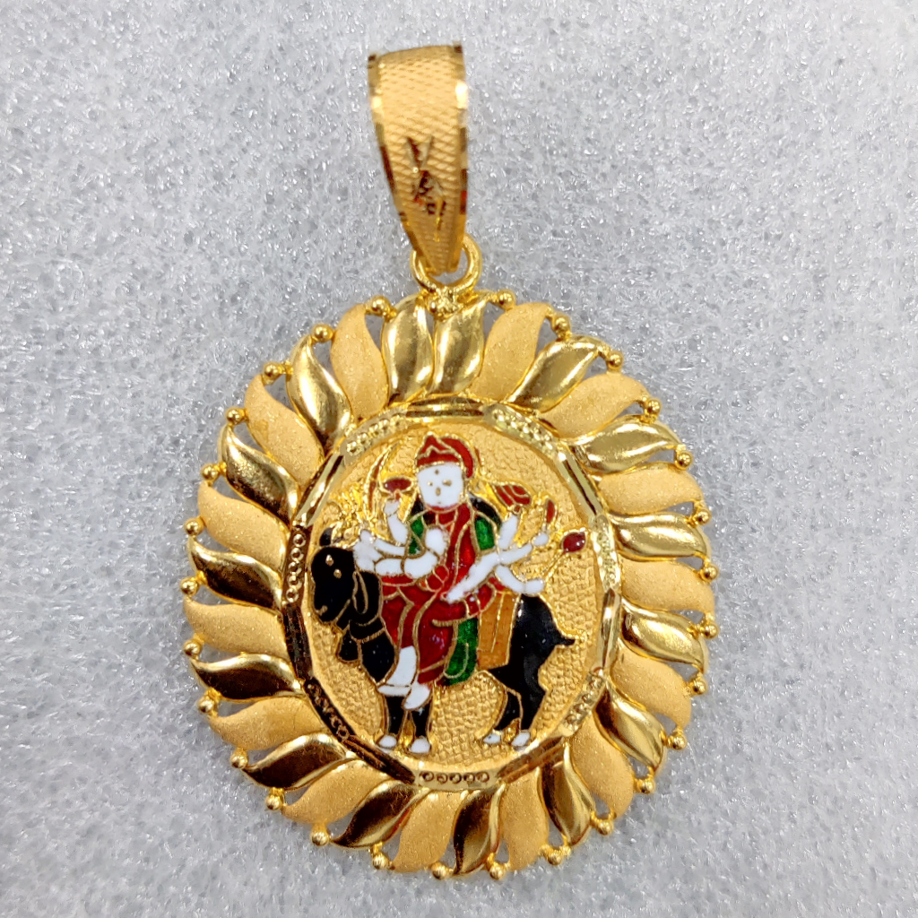 916 Gold Fancy Meladi Maa Minakari Pendant
