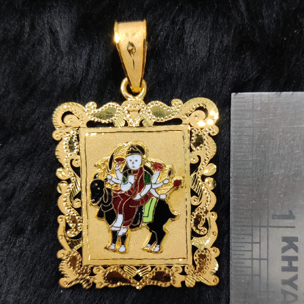 916 Gold Fancy Meladi Maa Minakari Pendant - Image 2