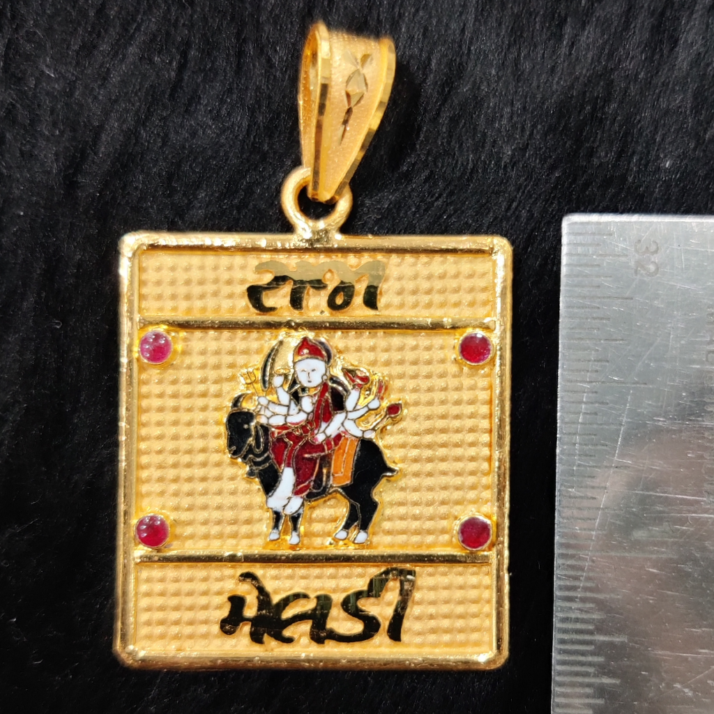 916 Gold Fancy Meladi Maa Minakari Pendant - Image 3