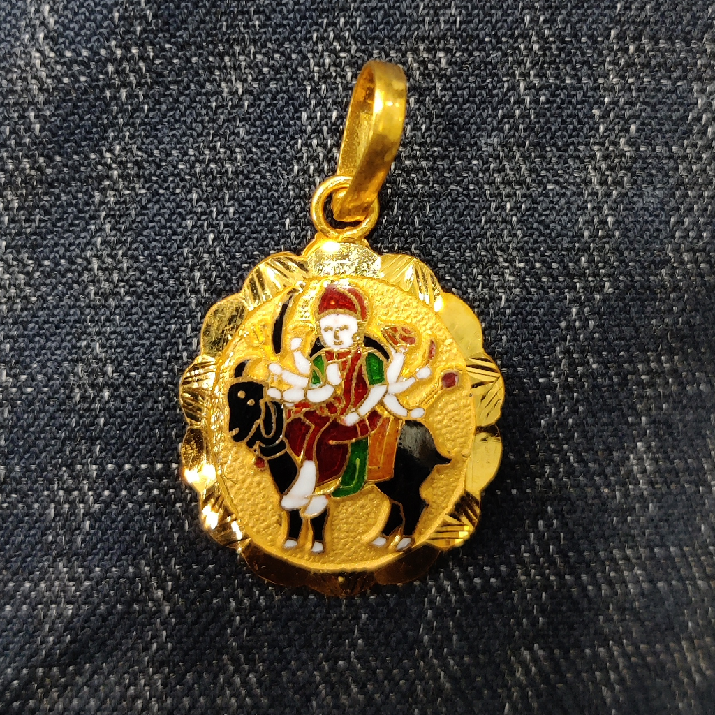 916 Gold Meladi Maa Minakari Pendant