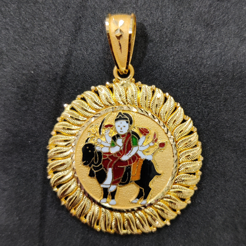916 Gold Fancy Meladi Maa Minakari Pendant