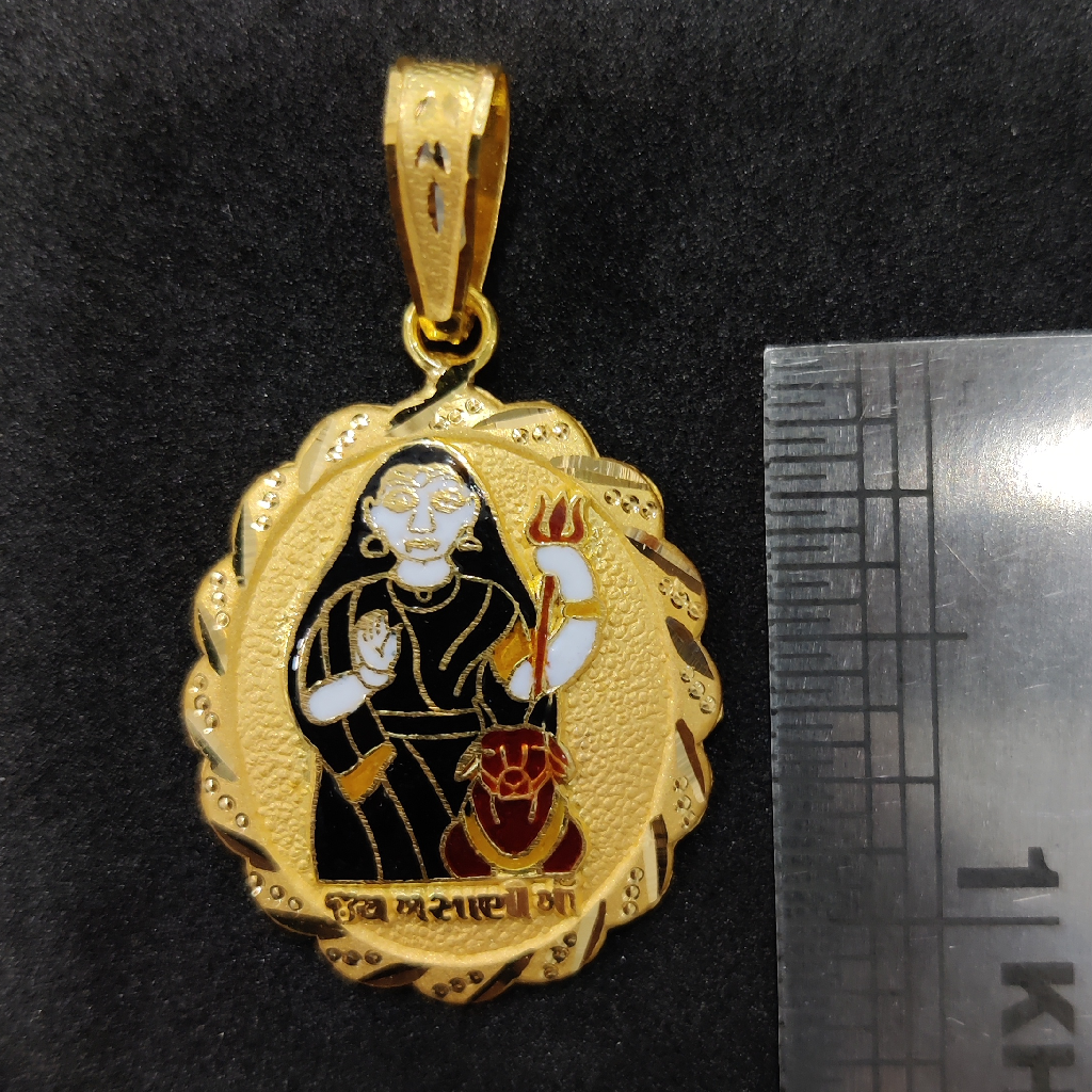 916 Gold Masani Meladi Maa Minakari Pendant - Image 2