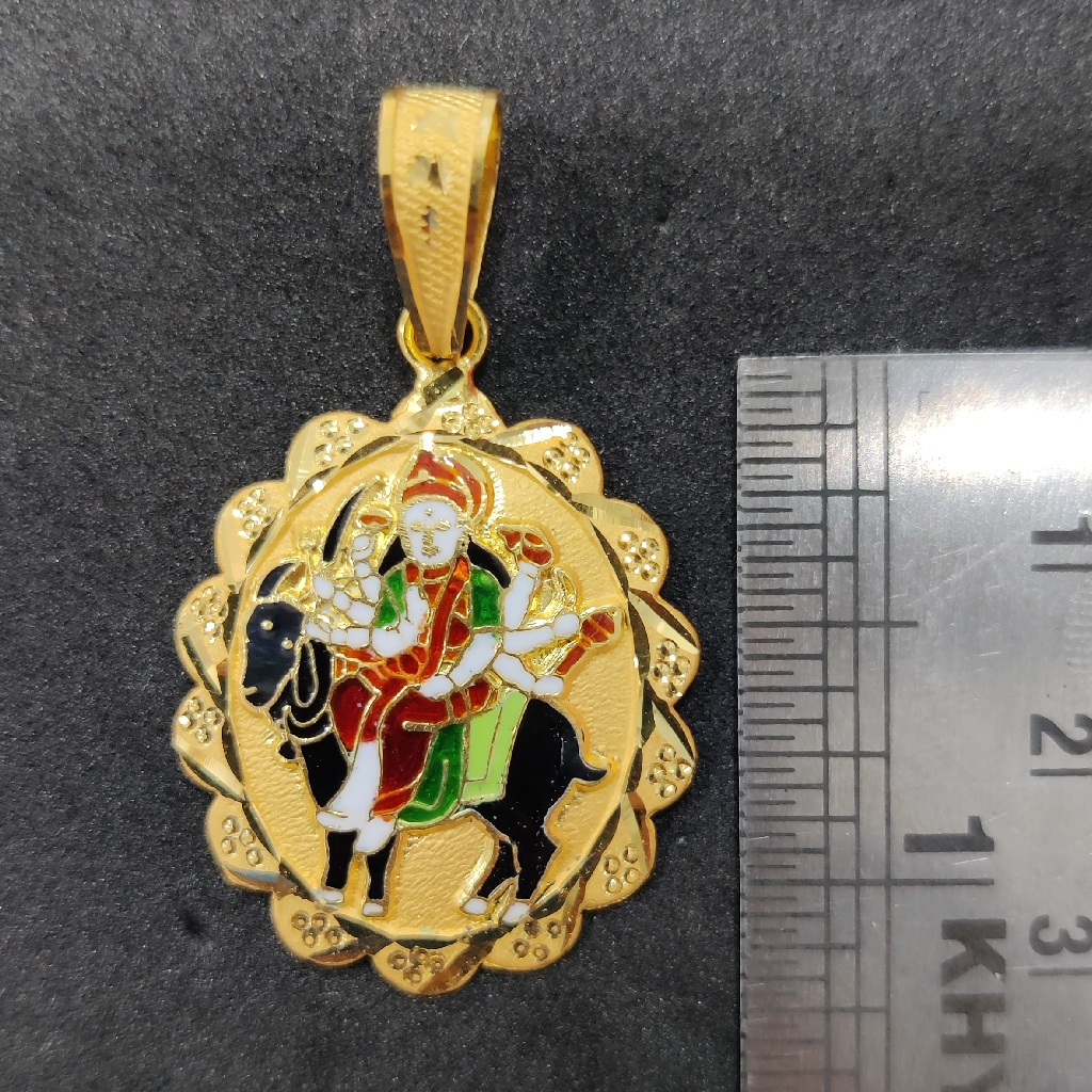 916 Gold Meladi Maa Minakari Pendant - Image 2