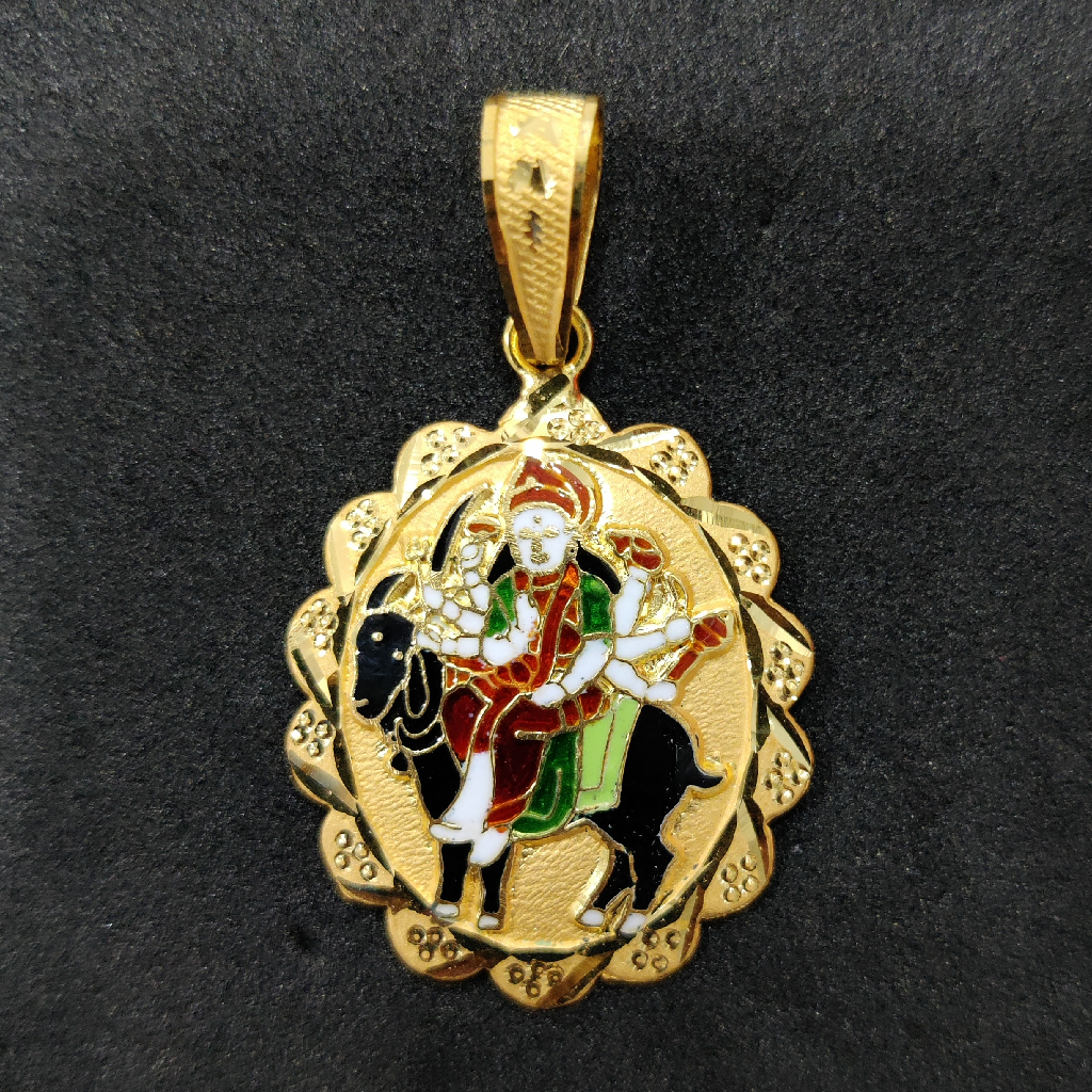 916 Gold Meladi Maa Minakari Pendant