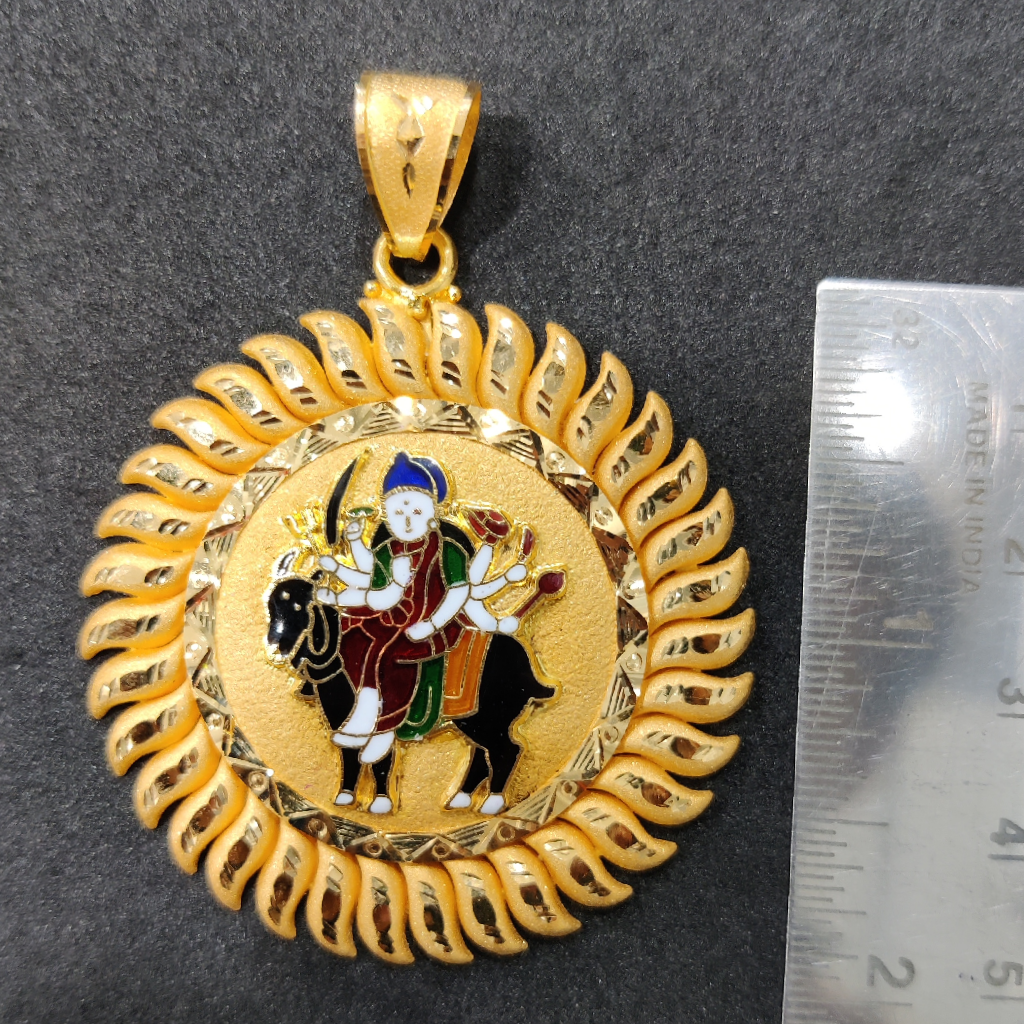 916 Gold Fancy Meladi Maa Minakari Pendant - Image 2