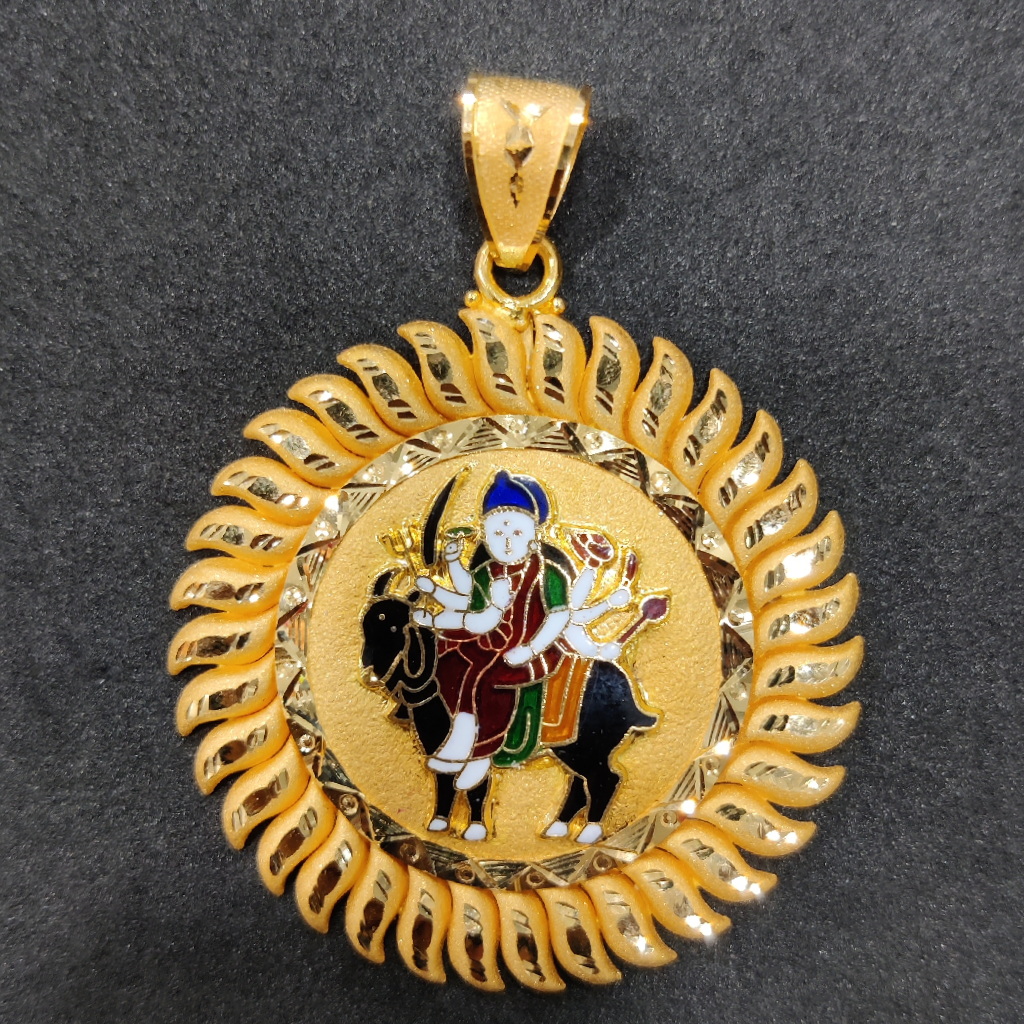 916 Gold Fancy Meladi Maa Minakari Pendant