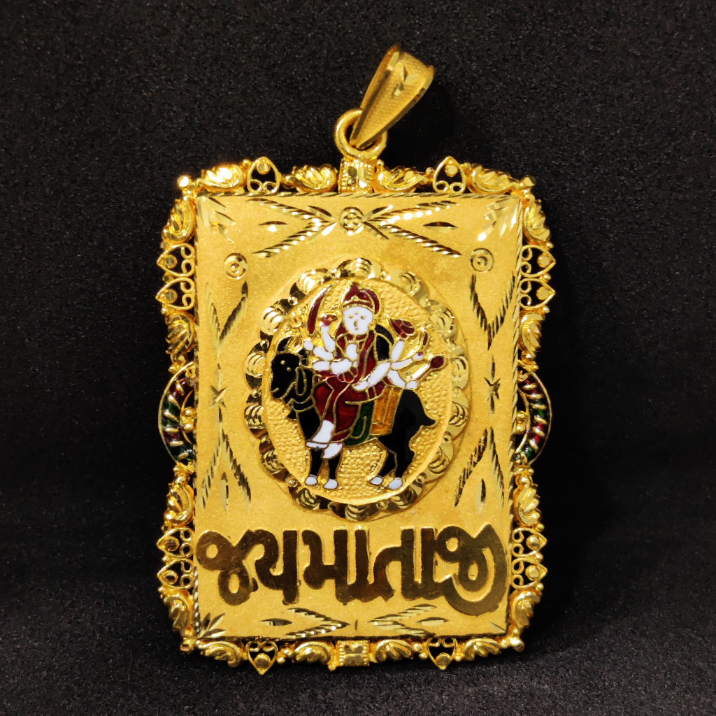 916 Gold Fancy Meladi Maa Minakari Pendant
