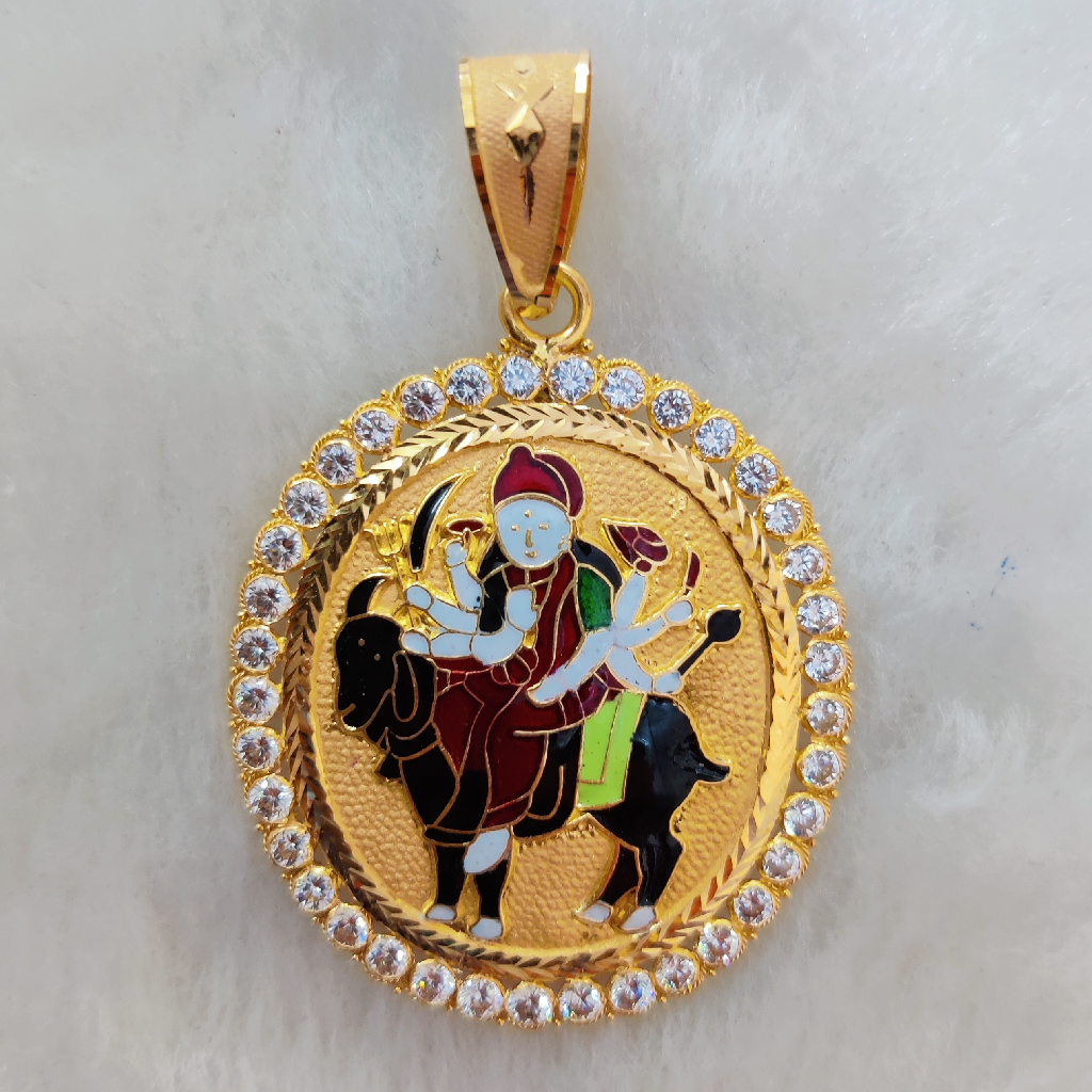 916 Gold Fancy Meladi Maa Minakari Pendant