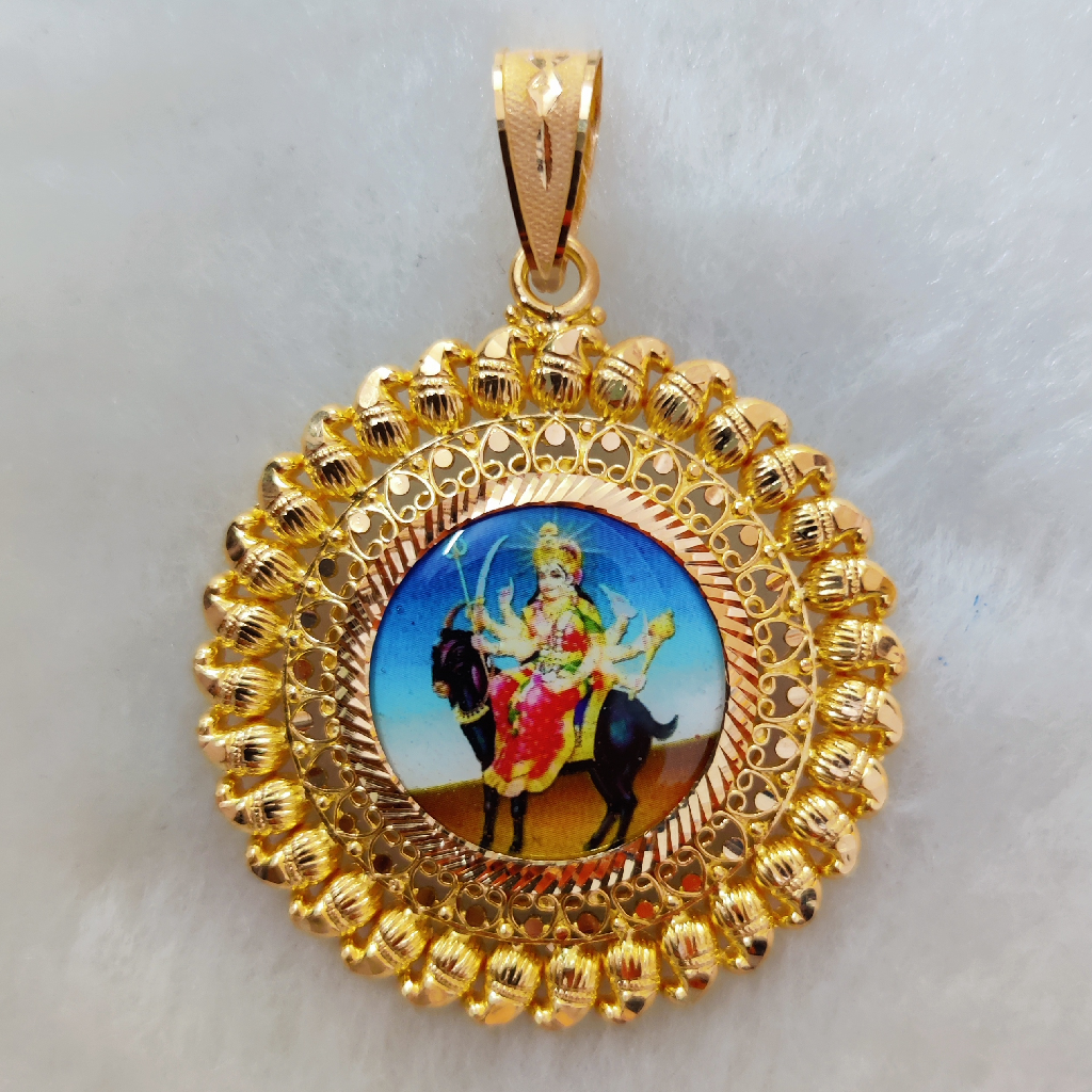 916 Gold Fancy Meladi Maa Photo Frame Pendant