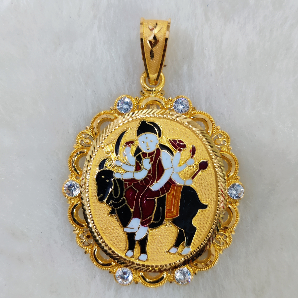 916 Gold Fancy Meladi Maa Minakari Pendant