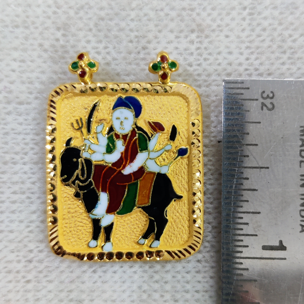 916 Gold Meladi Maa Minakari Traditional Pendant - Image 2
