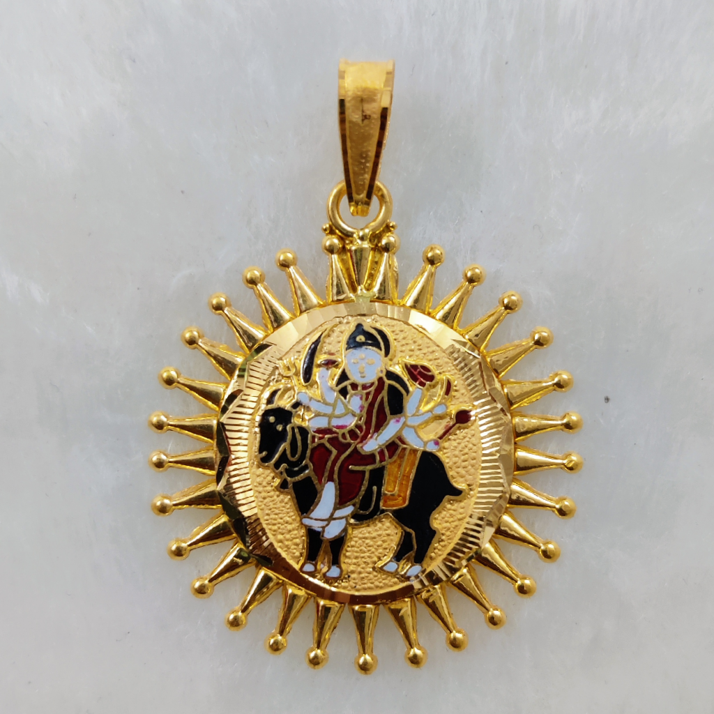 916 Gold Fancy Gent's Meladi Maa Minakari Pendant