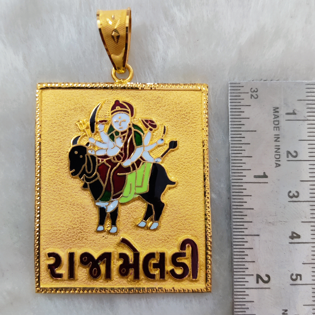 916 Gold Fancy Gent's Meladi Maa Minakari Pendant - Image 2