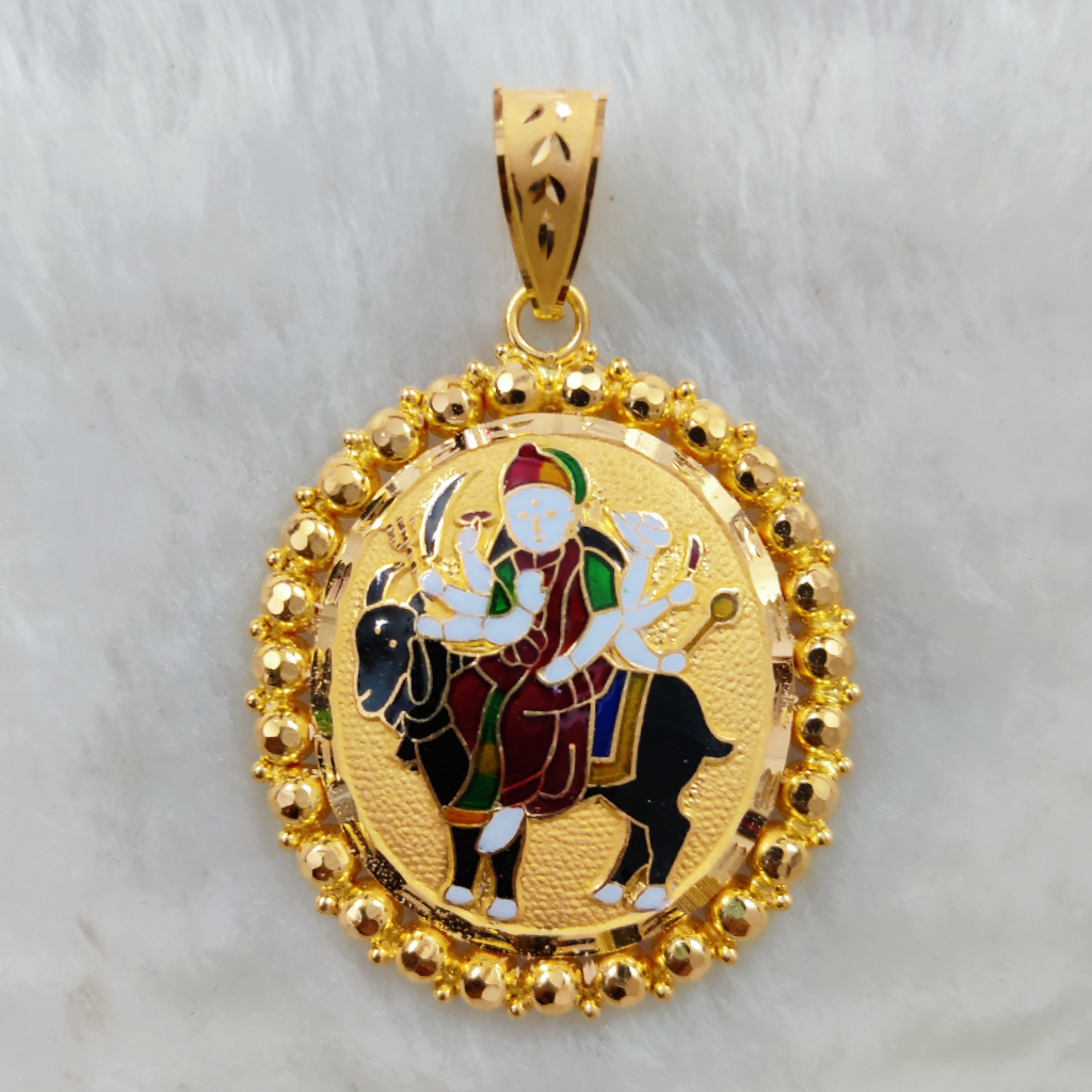 916 Gold Fancy Gent's Meladi Maa Minakari Pendant