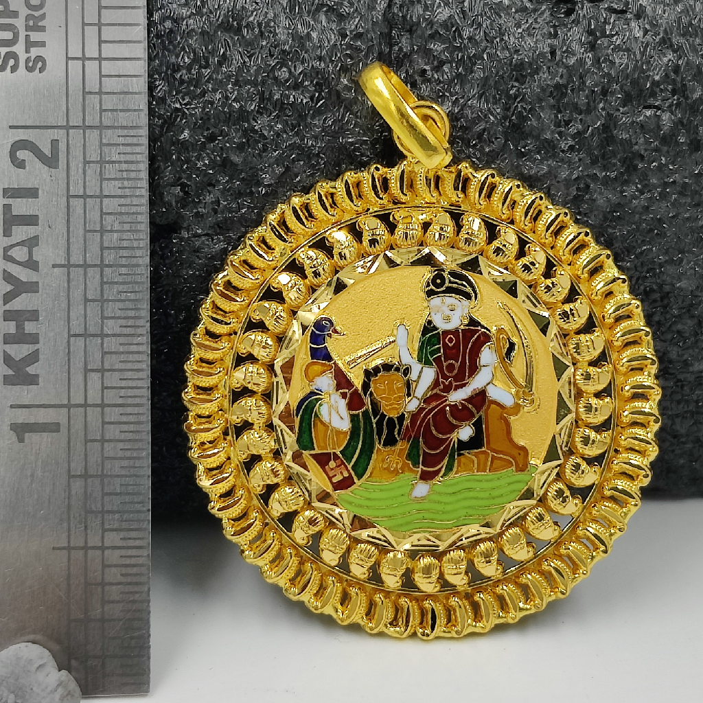 916 Gold Fancy Gent's Vahanvati/Sikotar Minakari Pendant - Image 2