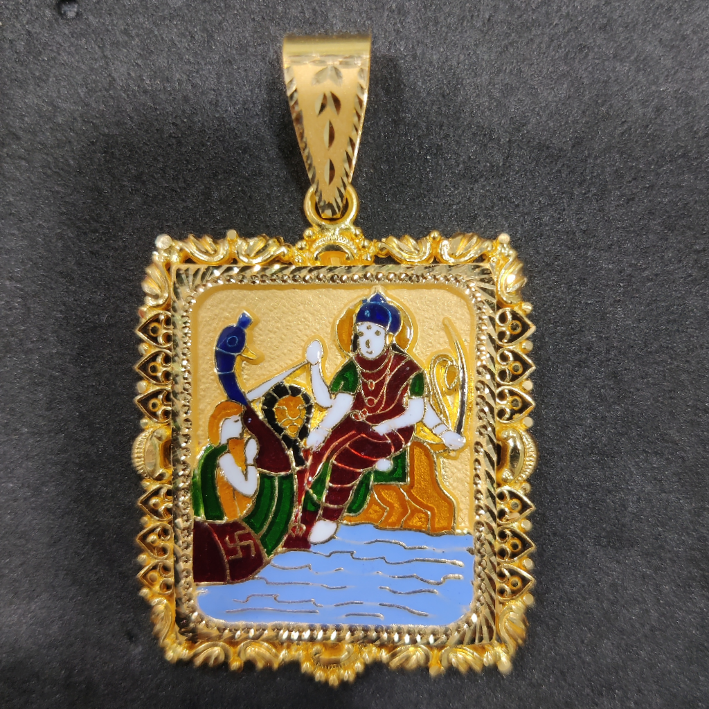916 Gold Fancy Vahanvati/Sikotar Maa Minakari Pendant
