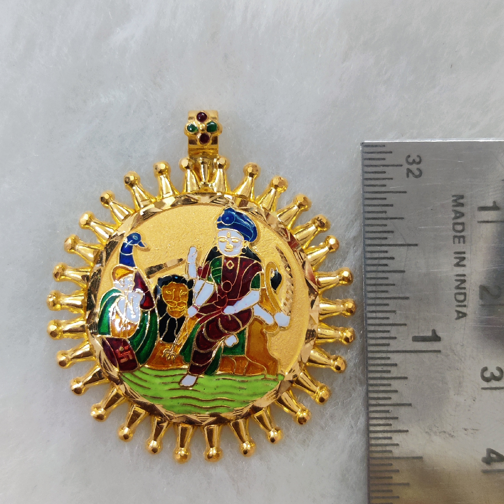916 Gold Vahanvati/Sikotar Maa Minakari Pendant - Image 2