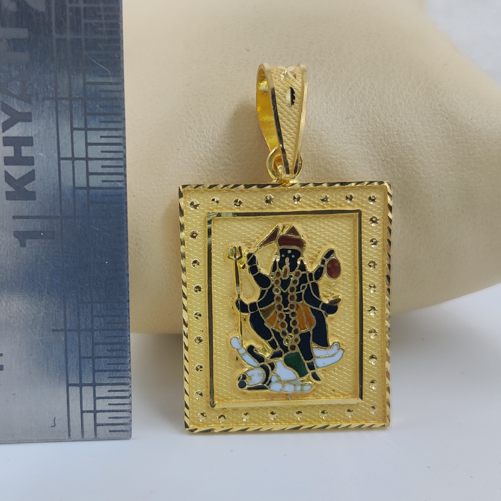 916 Gold Fancy Mahakali Maa Minakari Pendant - Image 2