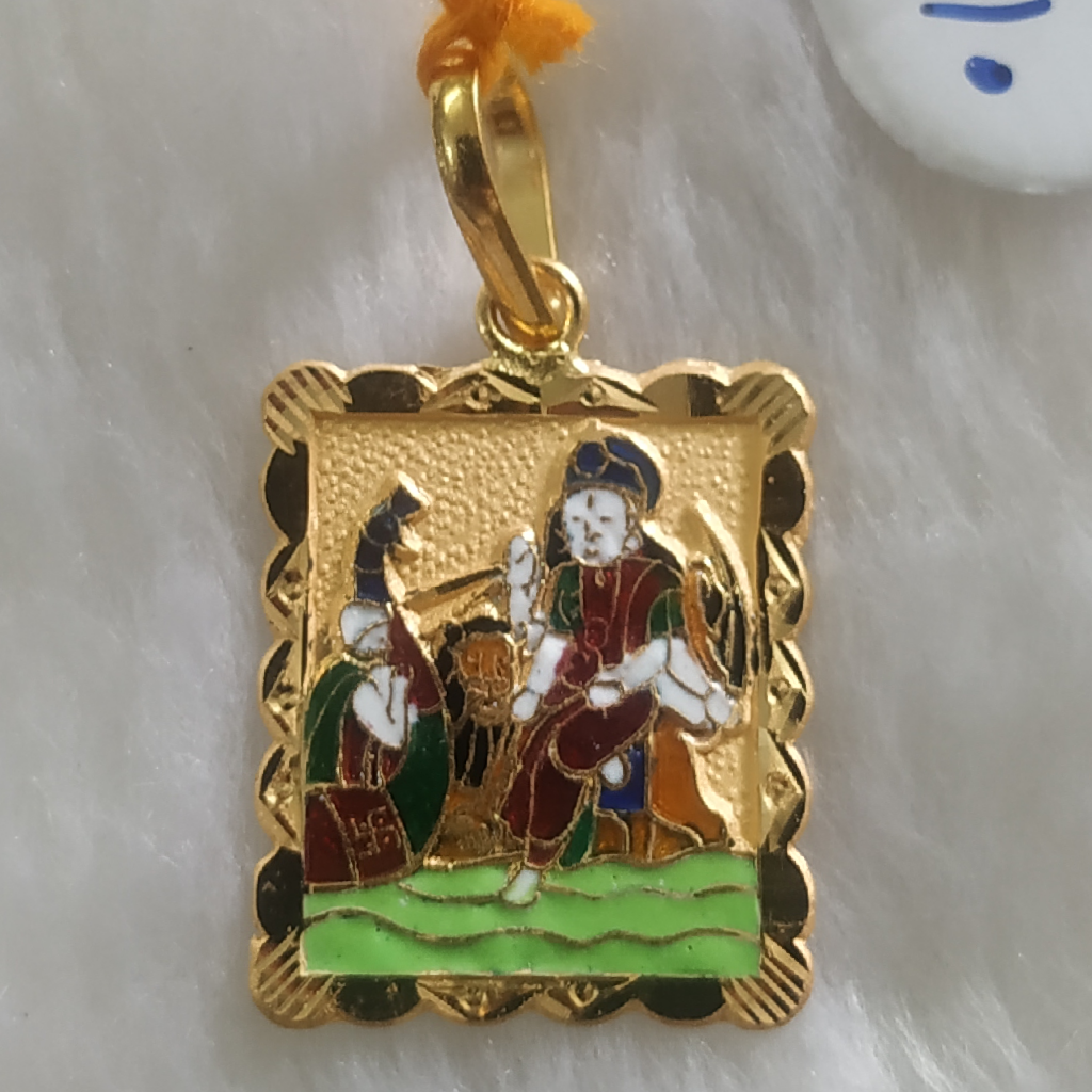 916 Gold Vahanvati Maa Minakari Pendant - Image 2