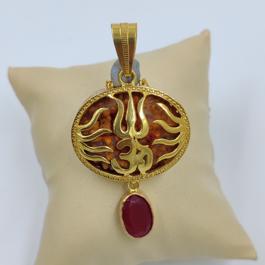 916 Gold Fancy 2 Mukhi Rudraksh Pendant - Image 2