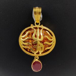 916 Gold Fancy 2 Mukhi Rudraksh Pendant