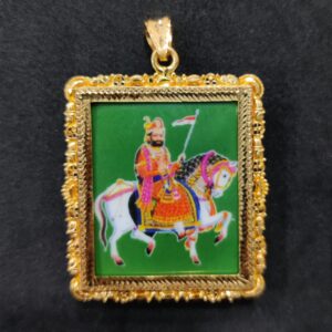 916 Gold Fancy Gent's Ramdev Pir Photo Frame Pendant