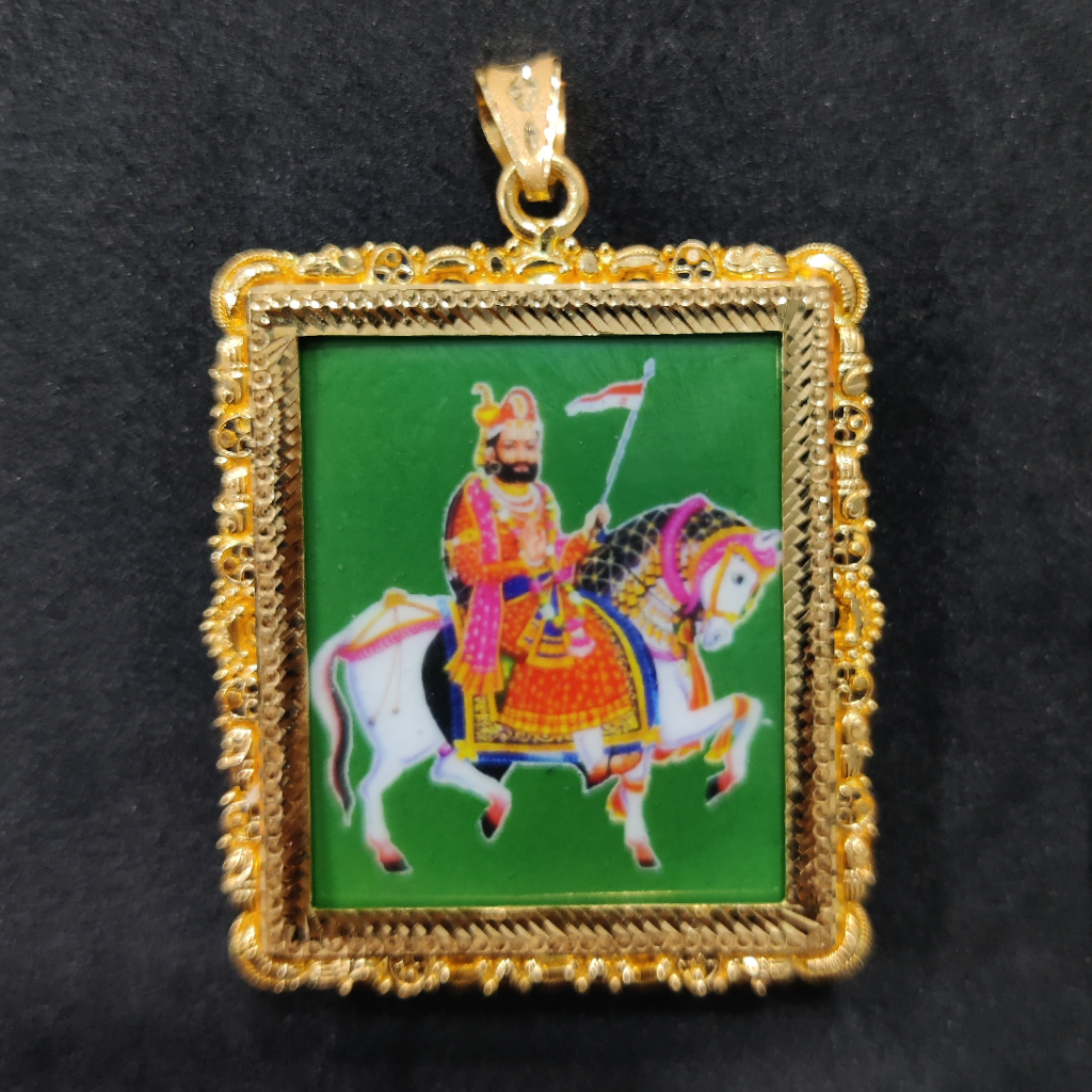 916 Gold Fancy Gent's Ramdev Pir Photo Frame Pendant