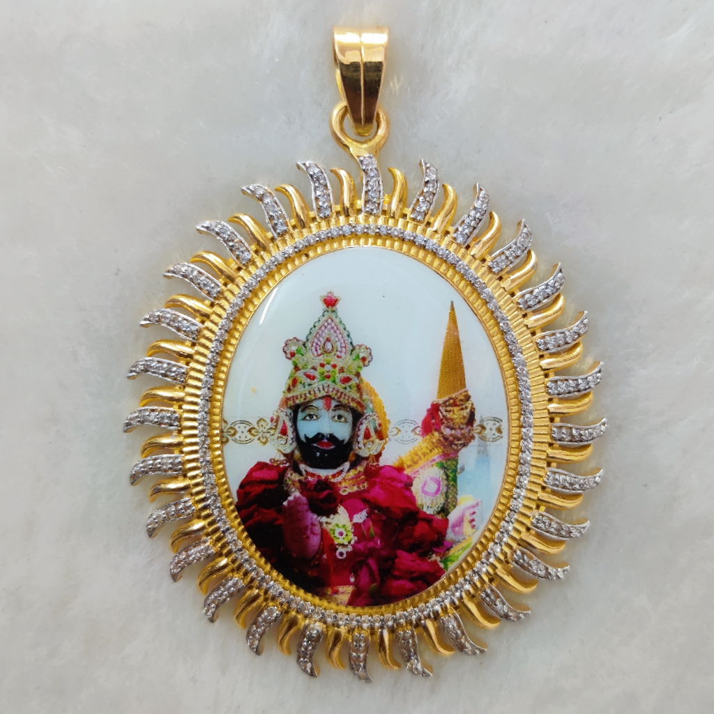 916 Gold Fancy Gent's Ramdev Pir Photo Mina Pendant