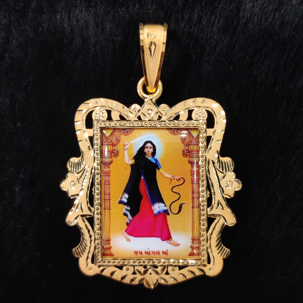 916 Gold Fancy Gent's Mogal Maa Photo Frame Pendant