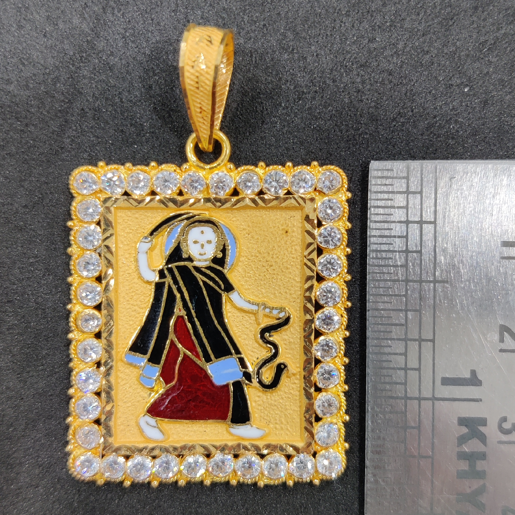916 Gold Fancy Gent's Mogal Maa Minakari Pendant - Image 2