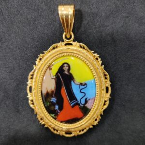 916 Gold Fancy Gent's Mogal Maa Photo Frame Pendant