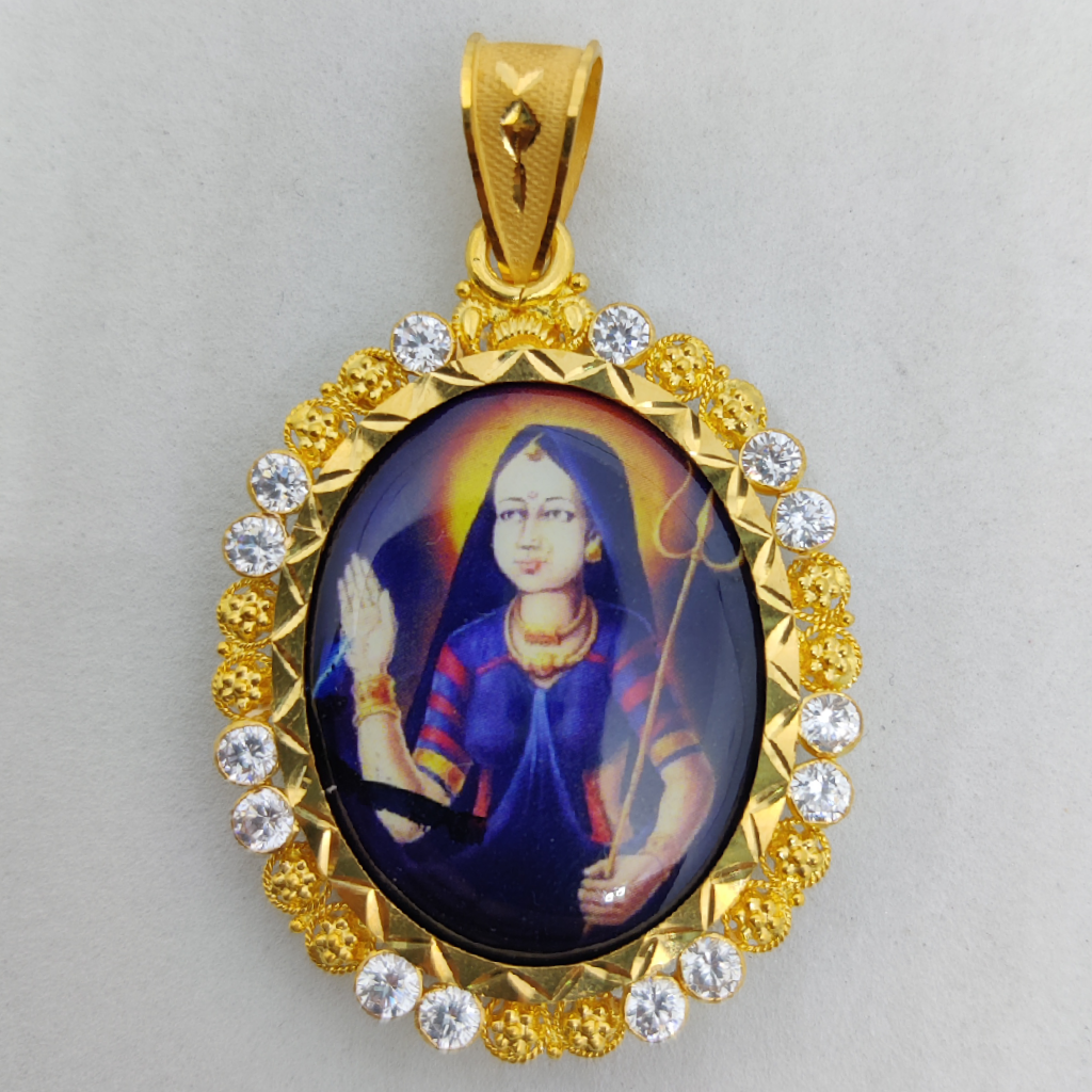 916 Gold Fancy Gent's Mogal Maa Photo Frame Pendant