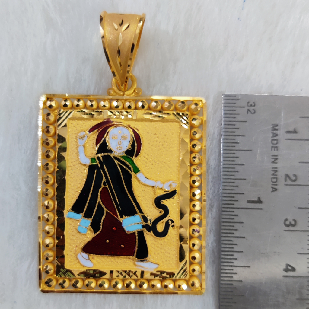 916 Gold Fancy Gent's Mogal Maa Minakari Pendant - Image 2