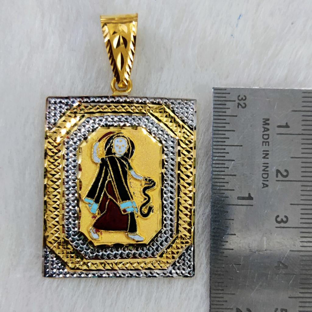 916 Gold Fancy Gent's Mogal Maa Minakari Pendant - Image 2