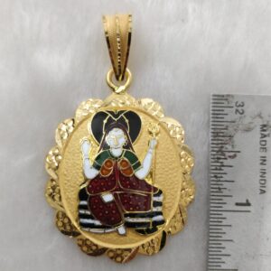 916 Gold Fancy Gent's Machharali Mogal Maa Minakari Pendant