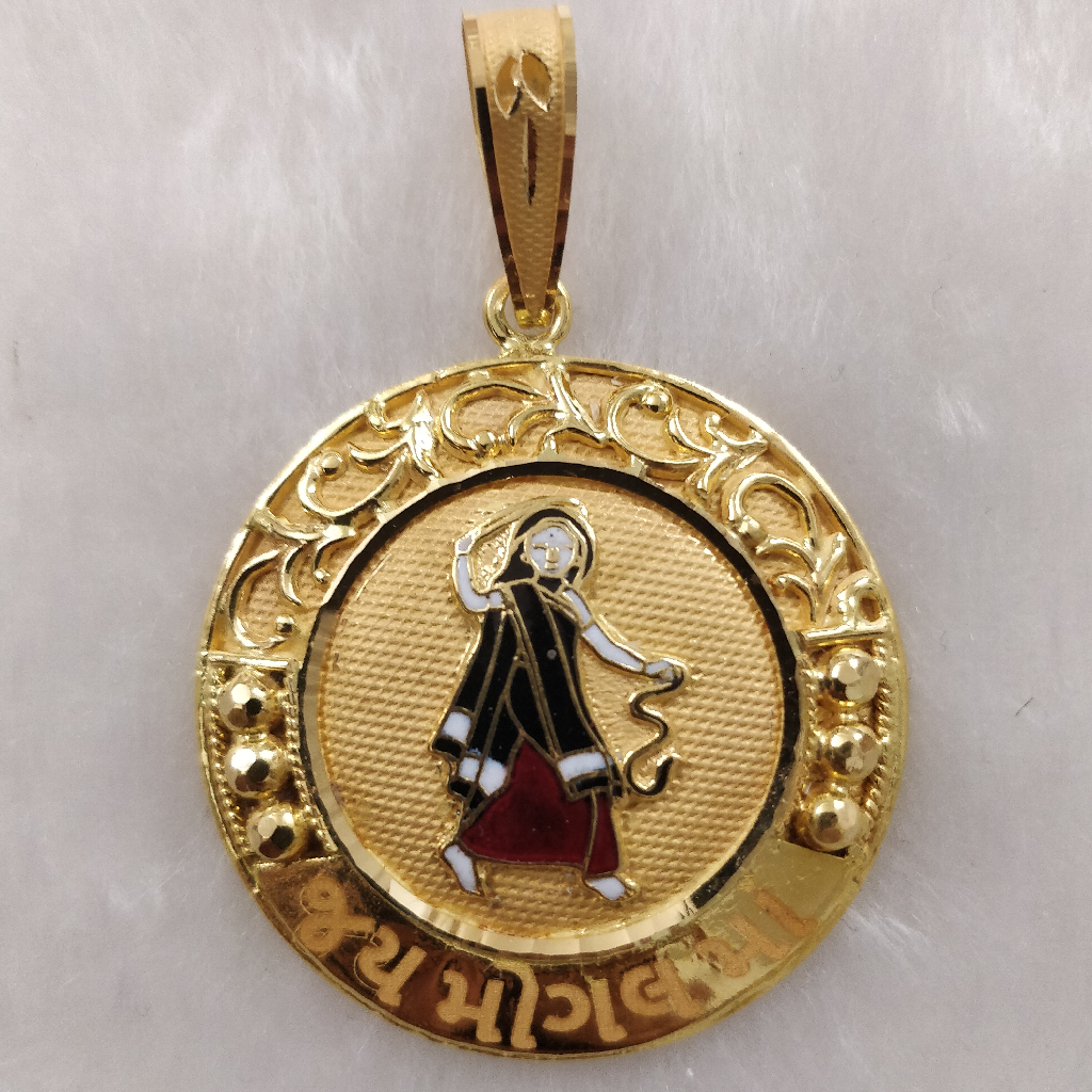 916 Gold Fancy Gent's Mogal Maa Minakari Pendant