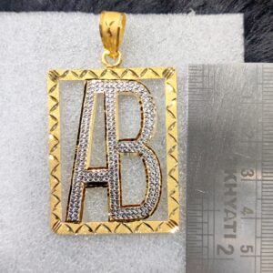 916 Gold Fancy Gent's AB Monogram Aricutting Pendant