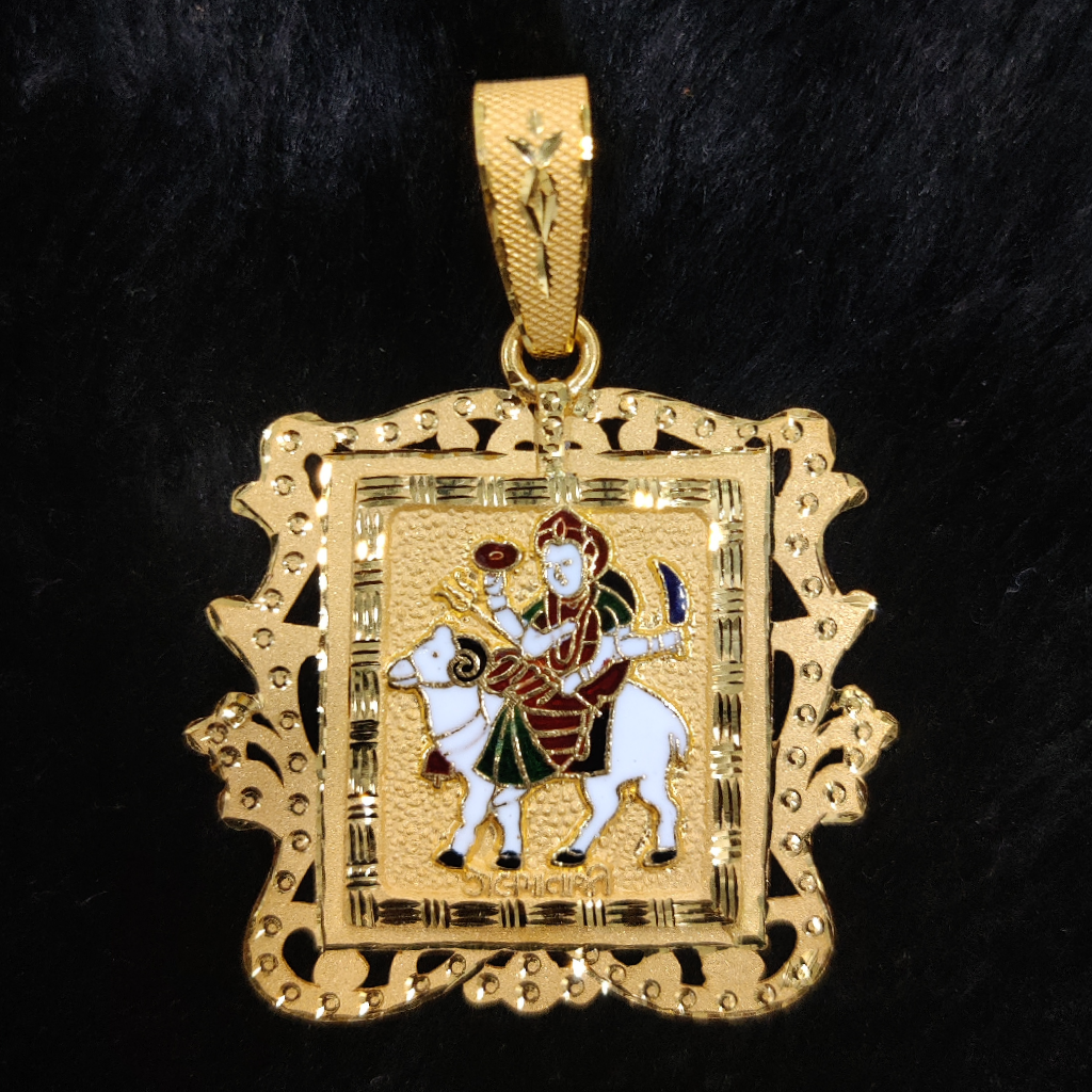 916 Gold Fancy Gent's Gel Maa Minakari Pendant