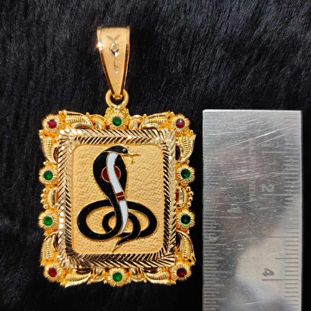 916 Gold Fancy Goga Maharaj Minakari Pendant - Image 2
