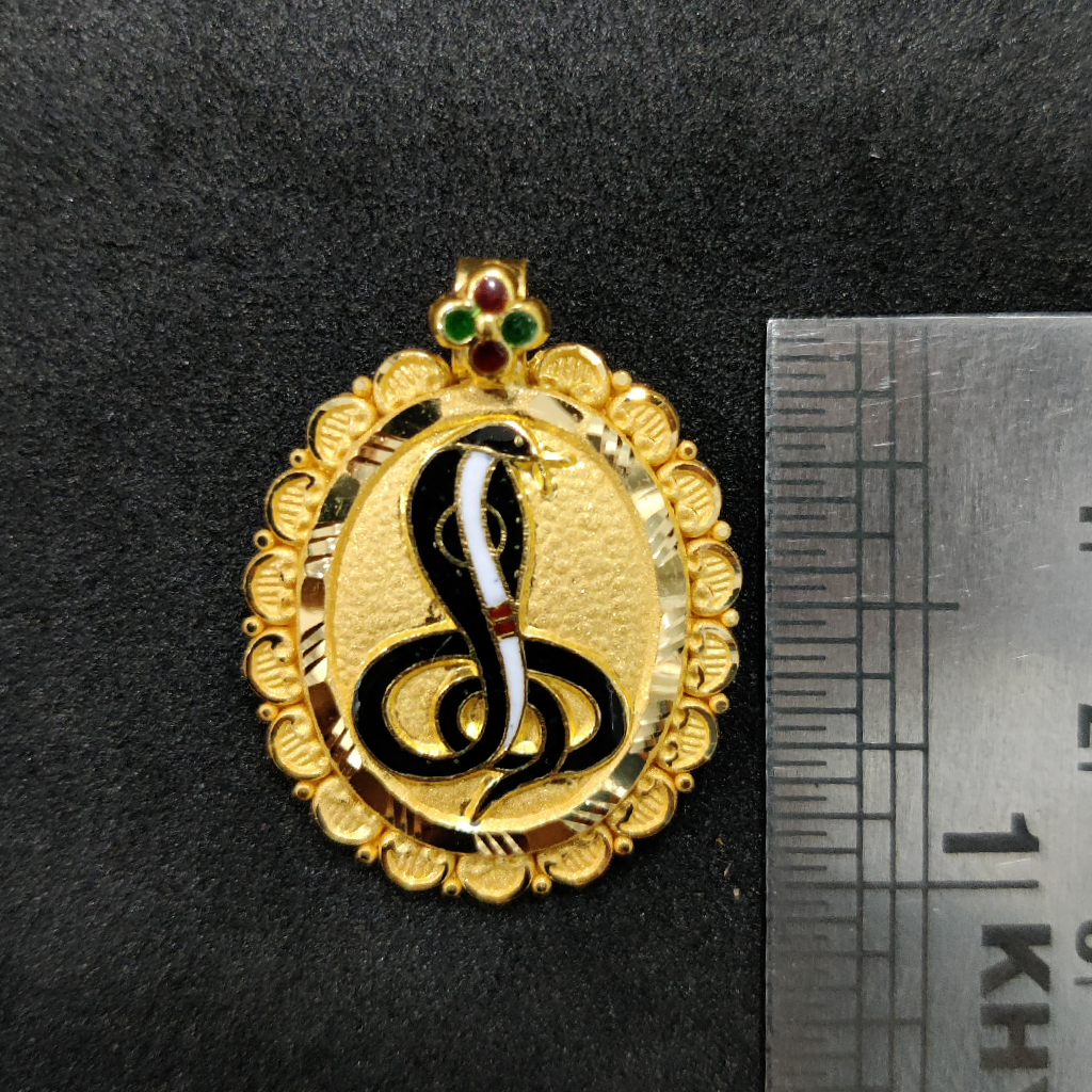 916 Gold Goga Maharaj Minakari Pendant - Image 2