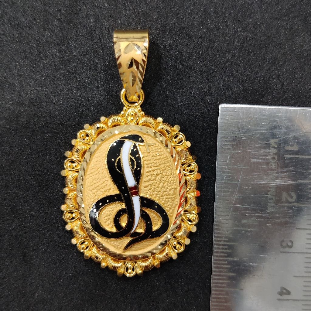 916 Gold Fancy Gent's Goga Maharaj Minakari Pendant - Image 2