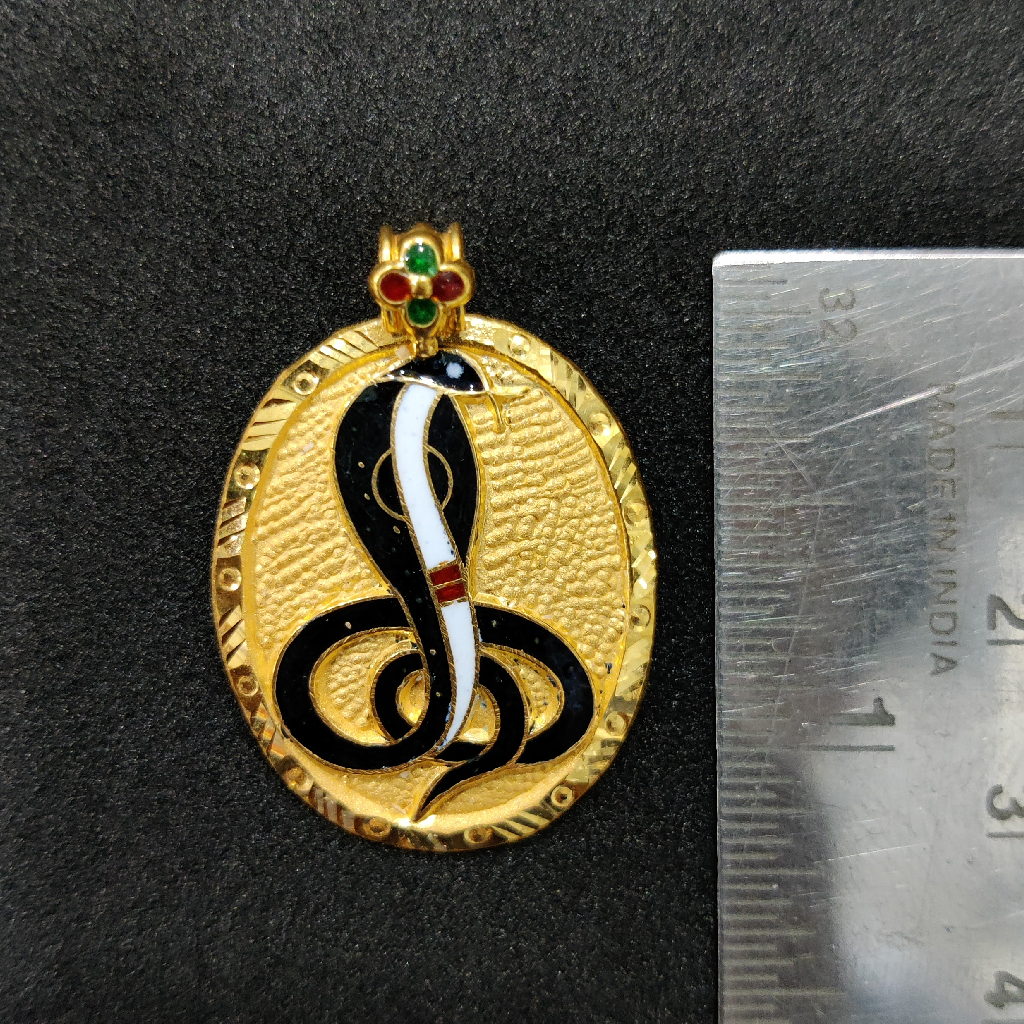 916 Gold Goga Maharaj Minakari Pendant - Image 2