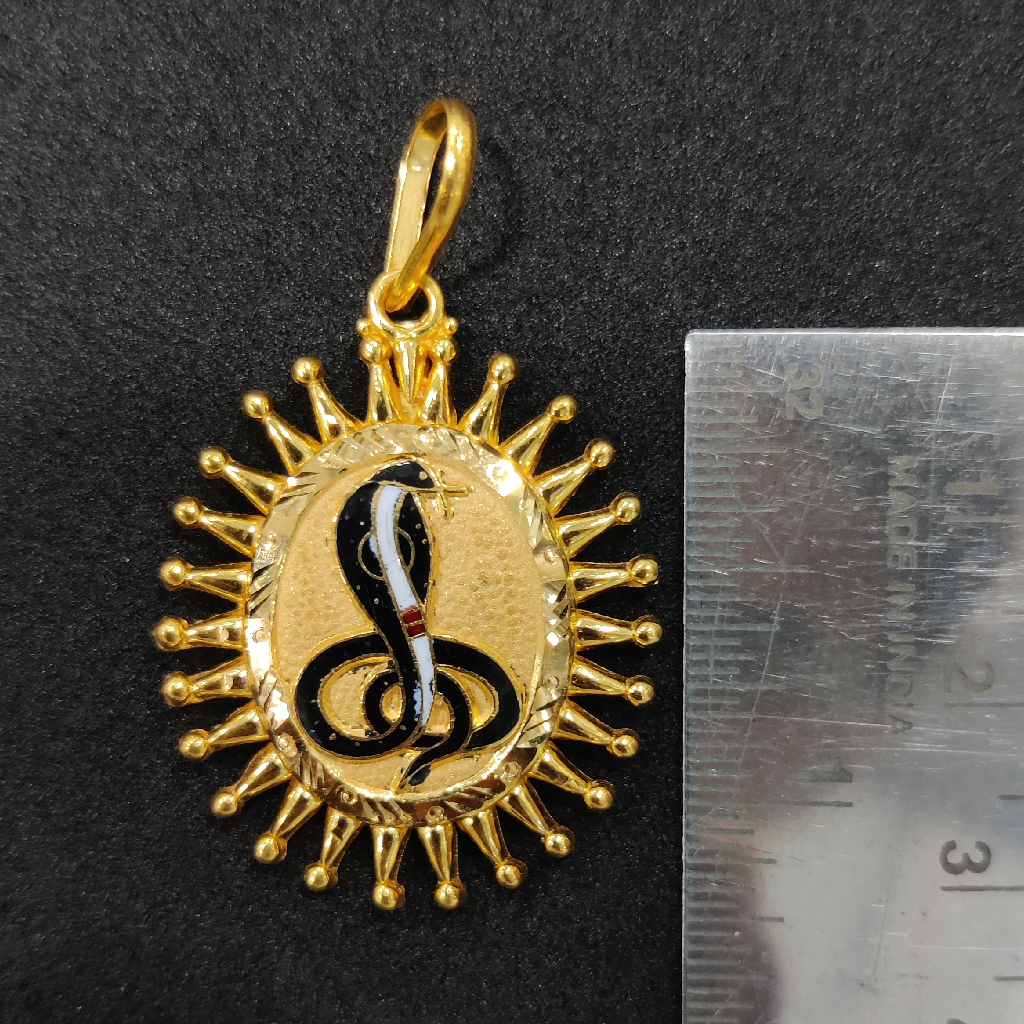 916 Gold Fancy Gent's Goga Maharaj Minakari Pendant - Image 2