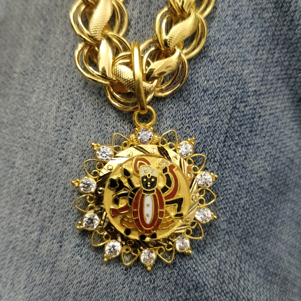916 Gold Fancy Shreenathji Minakari Pendant