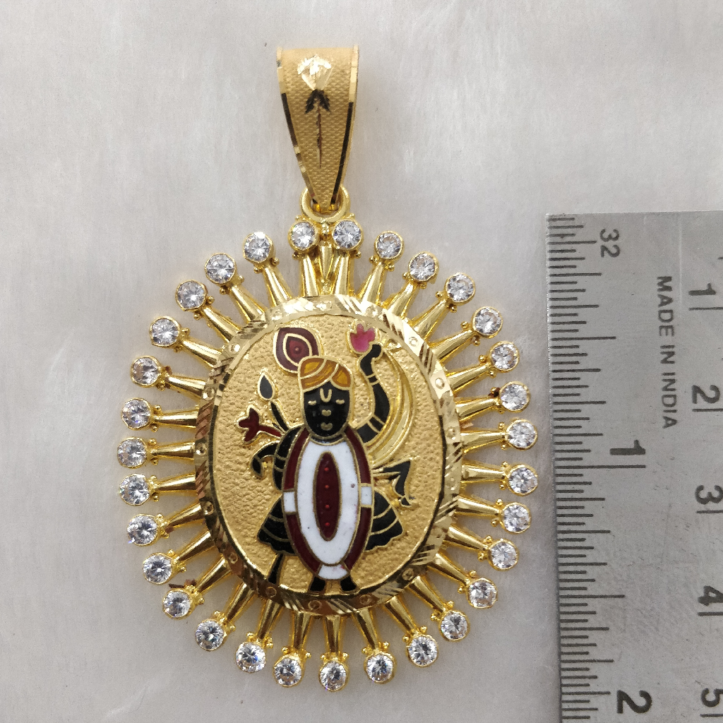 916 Gold Fancy Gent's Shreenathji Minakari Pendant - Image 2