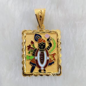 916 Gold Shreenathji Minakari Pendant