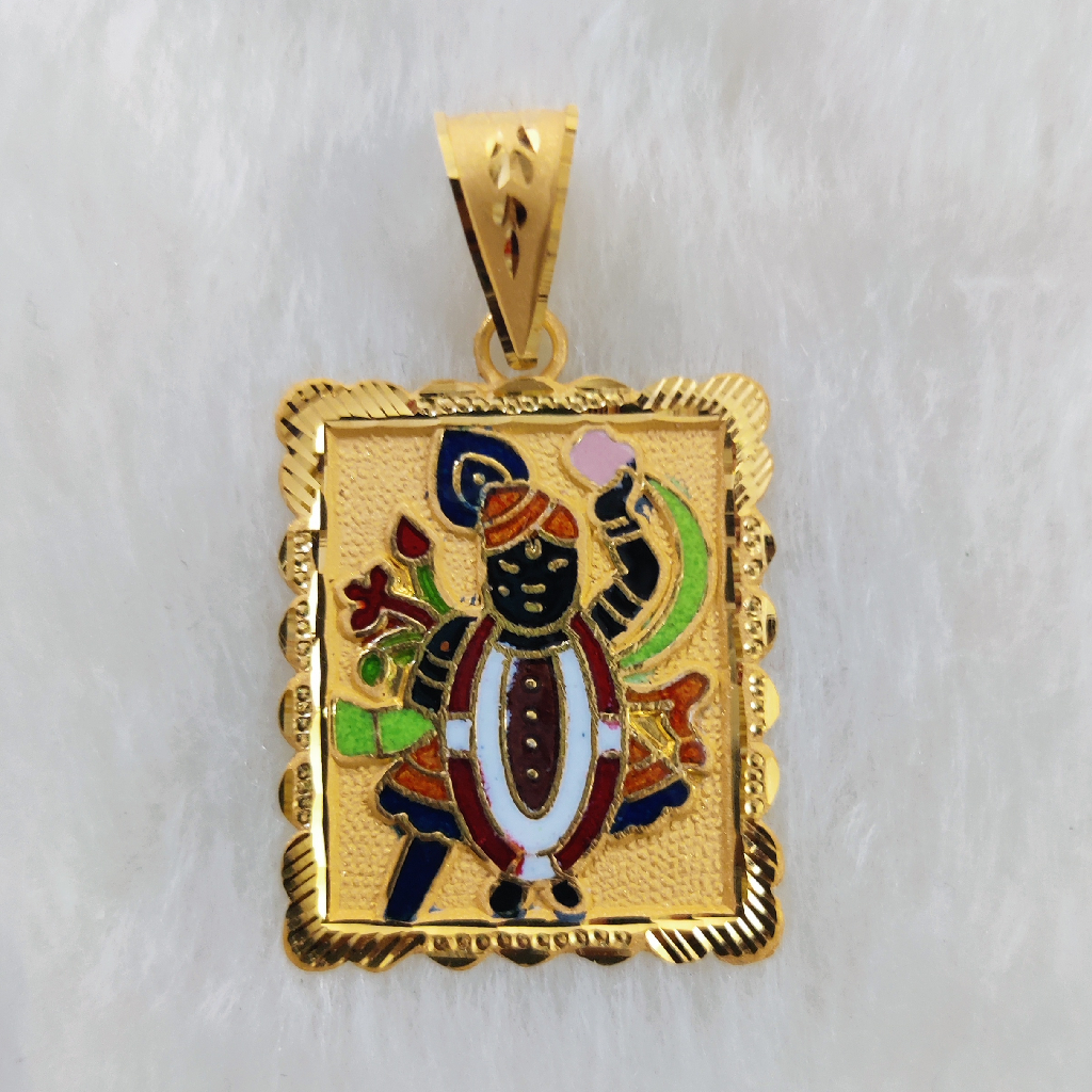 916 Gold Shreenathji Minakari Pendant