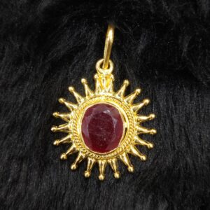 916 Gold Fancy Singal Stone Pendant