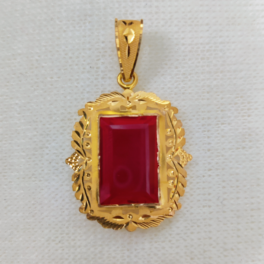 916 Gold Fancy Singal Stone Pendant